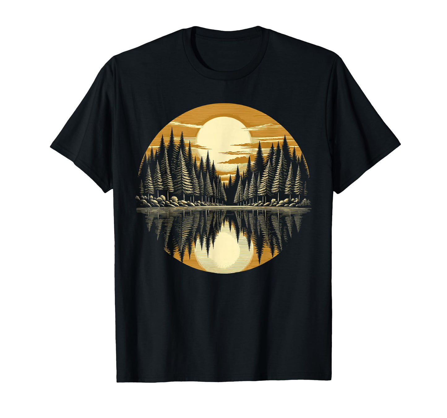 Nature Reflection Retro Forest Trees Outdoor Wildlife T-Shirt