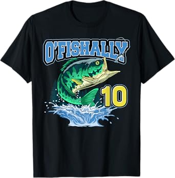 Retro O’Fishally 10 Fishing 10th Bday 10 Years Old T-Shirt