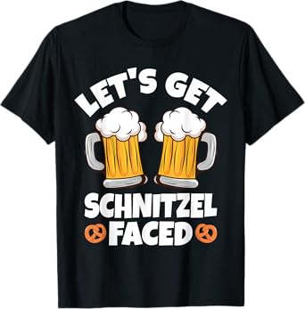 Oktoberfest Drinking Team Let's Get Schnitzel Faced T-Shirt