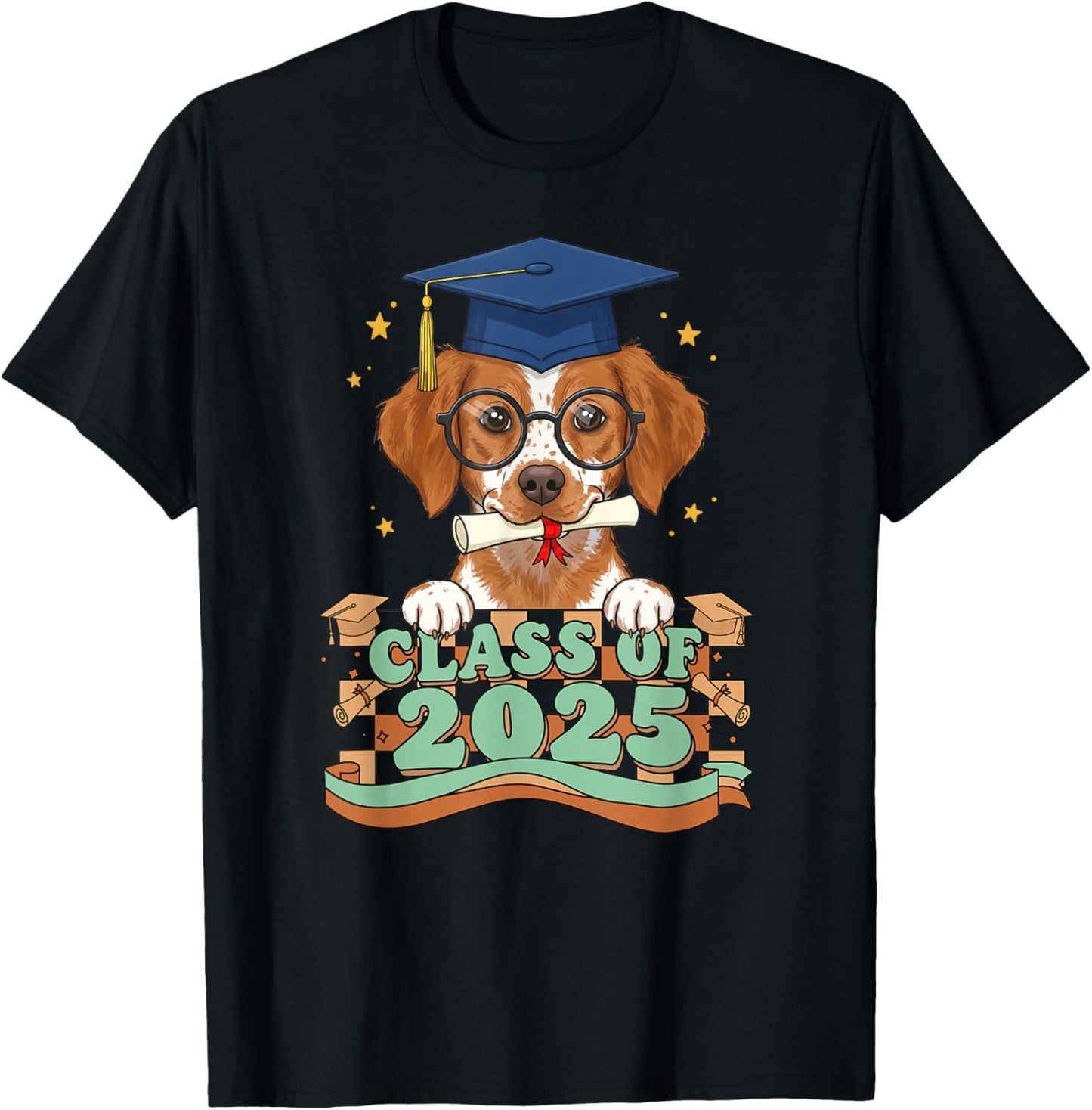 Graduate Brittany Spaniel Class Of 2025 Kids Mens Womens T-shirt by TeeBrew