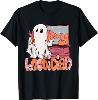 Bootician Funny Beautician Halloween Ghost Hair Stylist T-Shirt