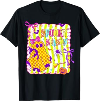 Funny Ghost Black Cat Spooky Season Trick Or Treat Halloween T-Shirt