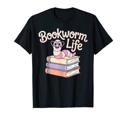 Bookworm Life Cute Worm on Books T-Shirt