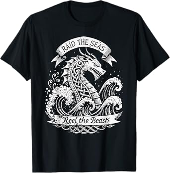 Norse Sea Monster Knotwork – Viking Fishing & Mythology T-Shirt