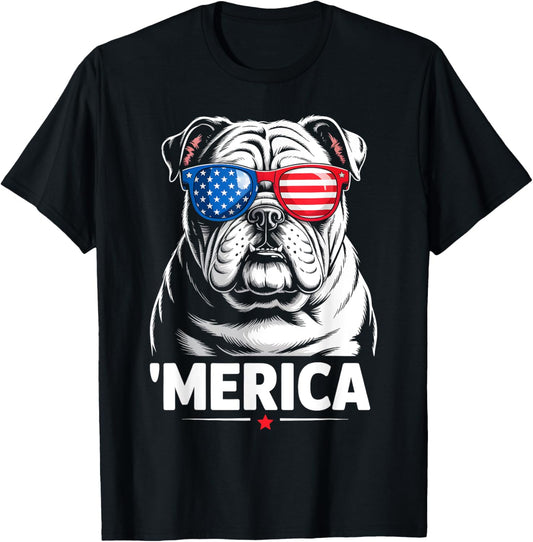 American Flag Patriotic Bulldog 4th Of July America Usa Men T-shirt