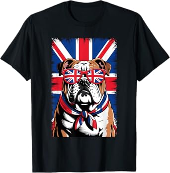 Union Jack Funny Bulldog UK Flag British Kids Boys Girls Men T-Shirt