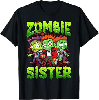 Zombie Sister Halloween Costume Family Matching T-Shirt