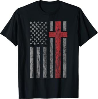 Vintage Distressed USA Flag Christian Shirt - Patriotic Tee T-Shirt