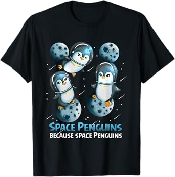 Penguin Fan Astronaut Space Penguin Because Space Penguins T-Shirt
