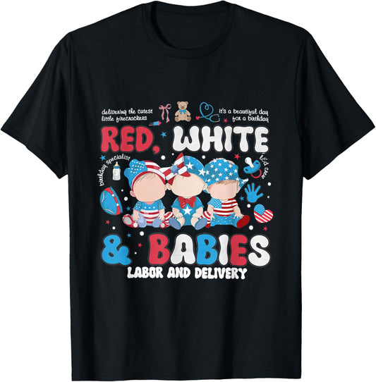 4th Of July Labor And Delivery Nurse Retro Independence Day T-shirt
