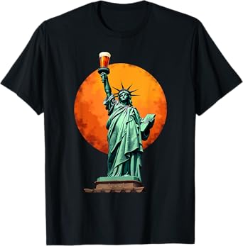 Humor Lady Liberty Beer Drinking T-Shirt