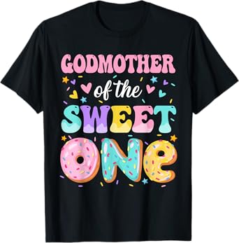 Godmother Of The Sweet One 1st Birthday Donut Bday Party T-Shirt