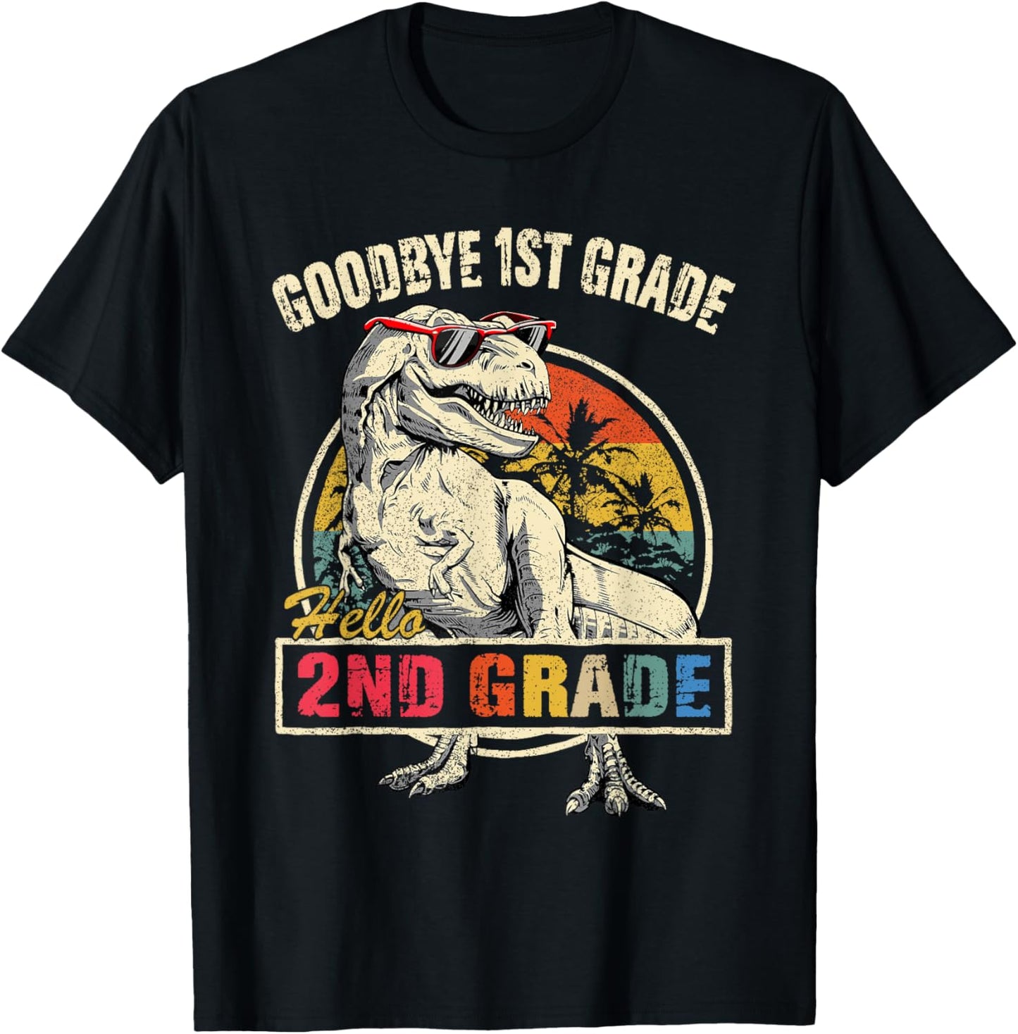 Goodbye 1st Grade Hello 2nd Grade Graduation T-rex Dinosaur Kids T-shirt by TeeBrew
