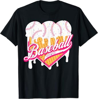 Baseball Home Plate Drip for Boys Ice Cream Spinkle T-Shirt