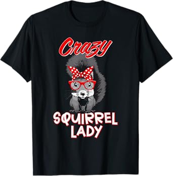 Funny Crazy Squirrel Lady Eyeglasses Rodent Squirrel Lover T-Shirt