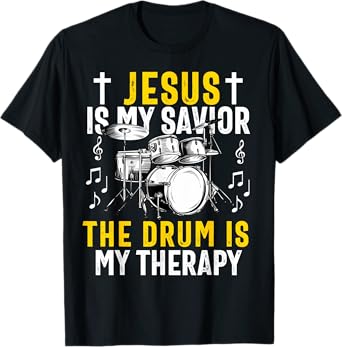 Christian Drummer Drum Player Stick Men Jesus Worship Music T-Shirt