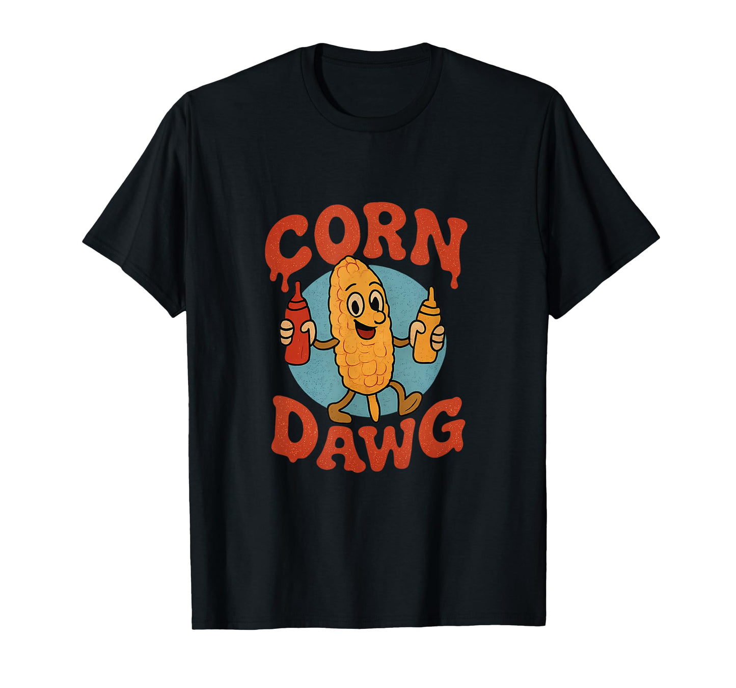 Corn Dawg Funny Farm Humor Ketchup Drip Graphic T-Shirt