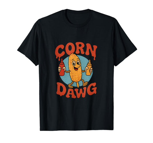Corn Dawg Funny Farm Humor Ketchup Drip Graphic T-Shirt