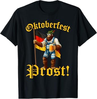 Prost Oktoberfest Sasquatch Funny German Beer Festivals Men T-Shirt