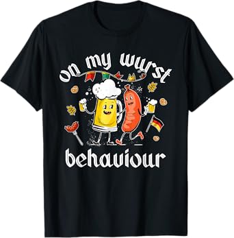 On My Wurst Behavior Funny Bratwurst German Oktoberfest T-Shirt