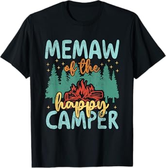 Memaw of Happy Camper 1st Birthday Party Retro Memaw T-Shirt