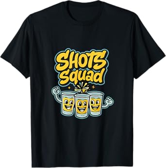 Shots Squad Party Crew Graffiti Glasses Design T-Shirt
