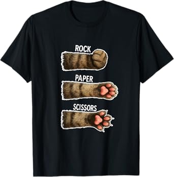 Cat Rock Paper Scissors Cat Paws Costume Funny Girls Meme T-Shirt