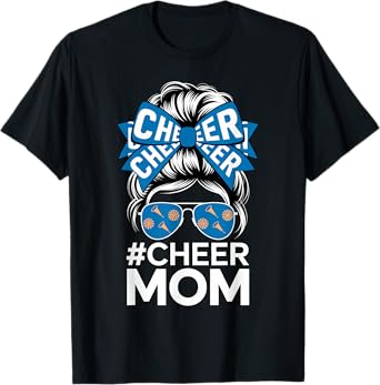 Cheer Mom Sports Fan Bow Sunglasses Cheerleading Support T-Shirt