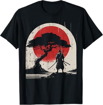 Japanese Samurai Kimono Tree Sun Vintage Art Women Men Kids T-Shirt