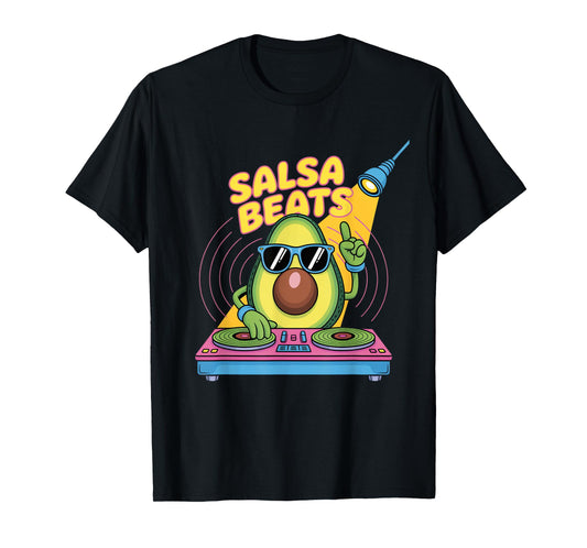 Salsa Beats Avocado Dj Party Vibes T-Shirt
