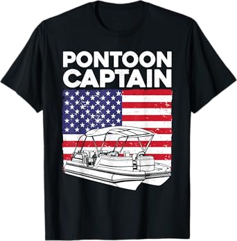 Cool Pontoon Captain Art For Men Women Pontoon Boat Captain T-Shirt