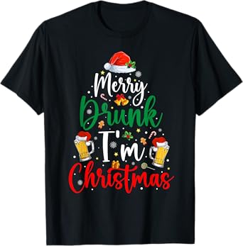 Merry Drunk I'm Christmas Funny Santa Joke Xmas Beer Lover T-Shirt