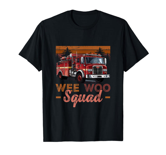 Wee Woo Squad Fire Truck Firefighter Vintage Fire Engine T-Shirt
