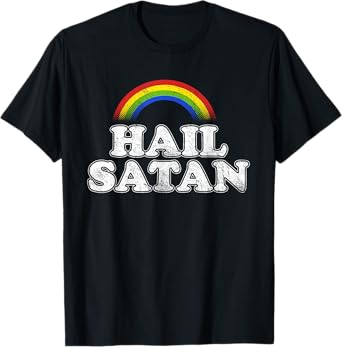 Hail Satan Funny Ironic Rainbow T-Shirt T-Shirt