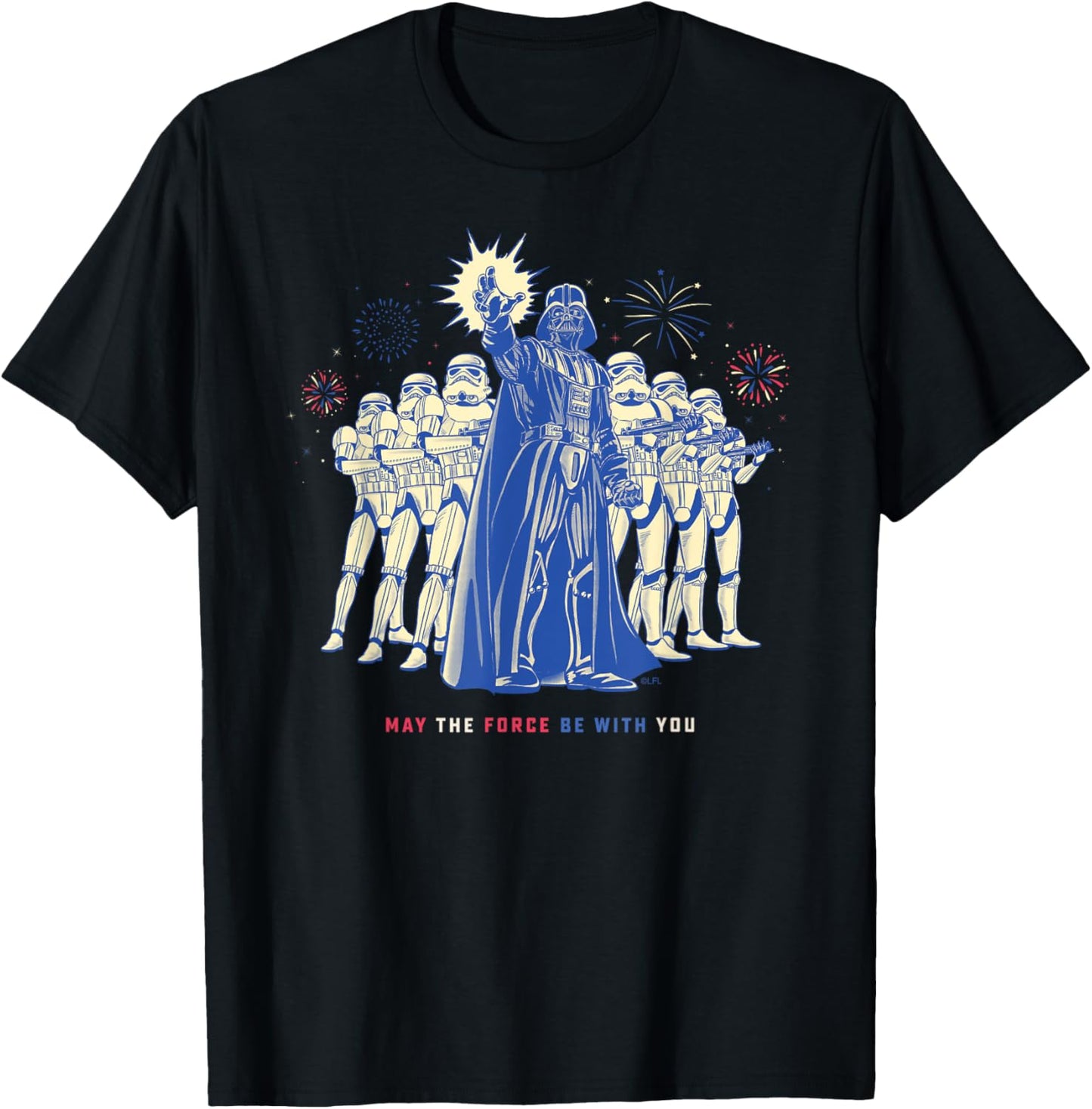 Star Wars Darth Vader Fourth of July May the Force Fireworks T-Shirt