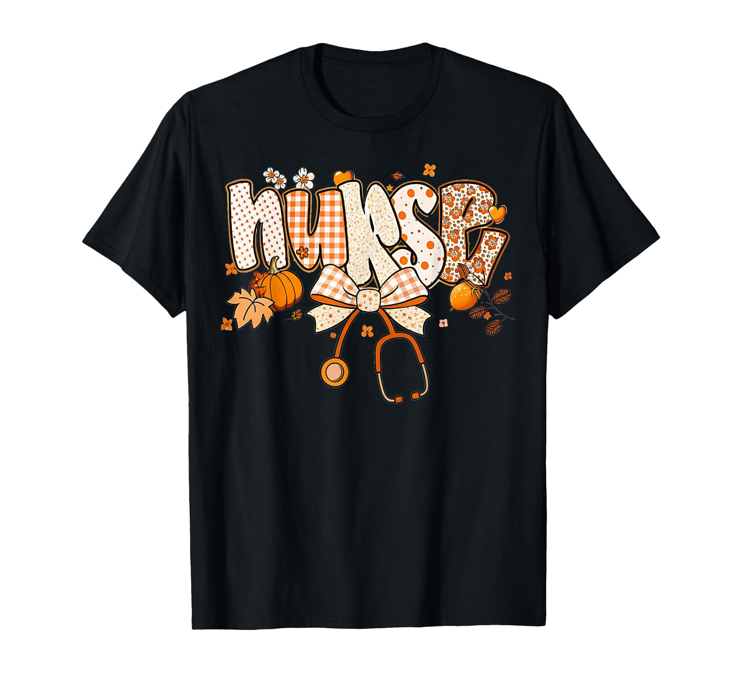 Retro Pumpkin Nurse Life Stethoscope Fall Autumn Funny Nurse T-Shirt