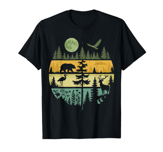 Forest Retro Nature Wildlife Outdoor T-Shirt