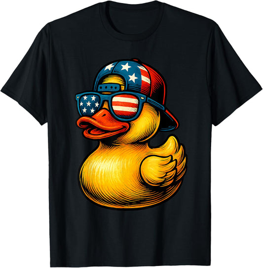 Funny Patriotic Rubber Duck Usa Fireworks 4th Of July T-shirt