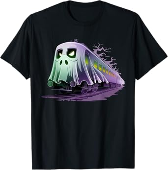 Scary Train Ghost Railroad Funny Halloween Boys Mens Kids T-Shirt