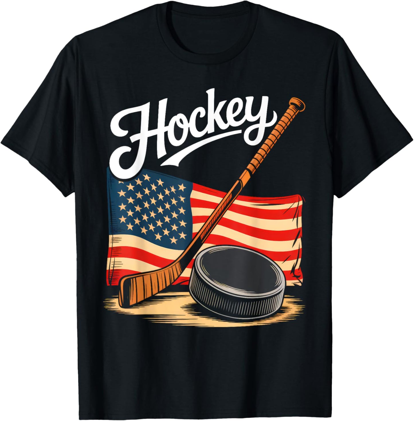 American Flag Hockey 4th Of July Hockey Lover Men Women T-shirt