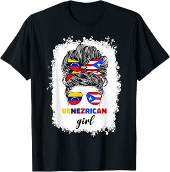 Venezuelan And Puerto Rican Rico Venezuela Flag Girl Women T-Shirt