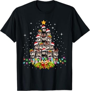 Schnauzer Dogs Tree Christmas Sweater Xmas Pet Animal Dog T-Shirt for Men Women Kids