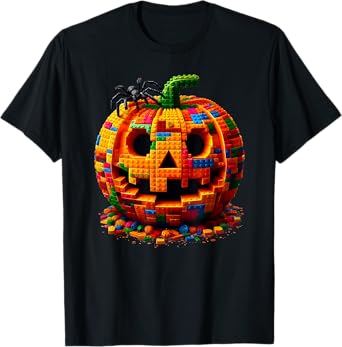 Halloween Master Builder Pumpkin Kids Building Blocks Bricks T-Shirt