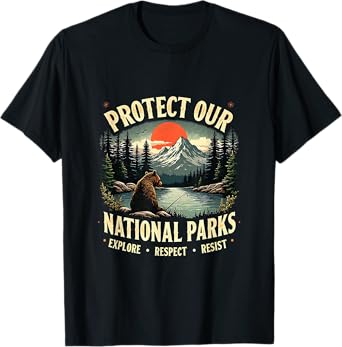 Protect National Parks Vintage Bear Wilderness Art Apparel T-Shirt
