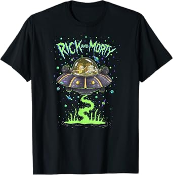 Rick and Morty Spaceship Getaway Funny Cartoon T-Shirt