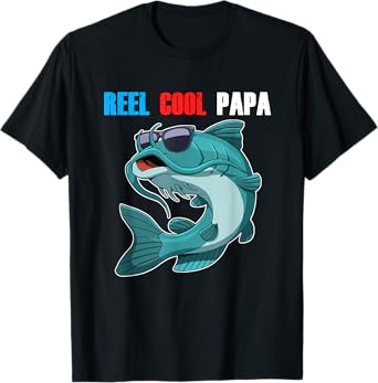 Catfish Sunglasses Reel Cool Papa Shirt Fathers Day Fishing T-Shirt