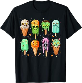 Spooky Popsicle Ice Cream Summer Party Halloween Summerween T-Shirt