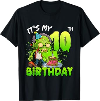 It's My 10th Birthday Zombie Lover 10 Year Old Boys Girls T-Shirt