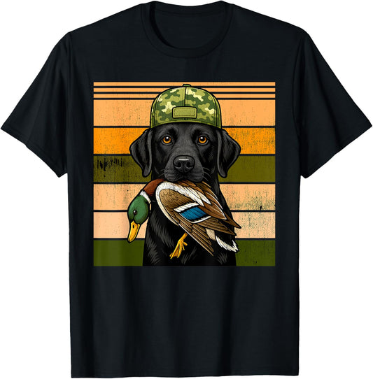 Black labrador retriever Mallard duck hunting Camouflage dog T-Shirt