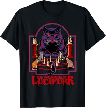 Lucipurr Cat Conjuring Sarcastic Retro Funny Adult Humor T-Shirt